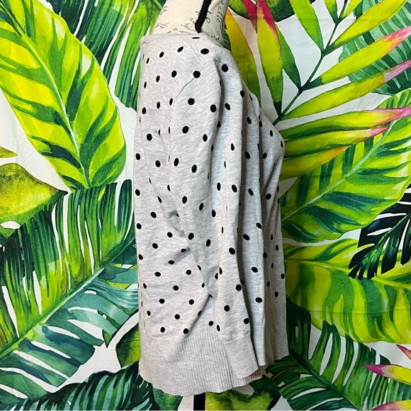 T Tahari XL Grey Polka Dot Stud Snap Office Lightweight Fitted Preppy Cardigan - Picture 6 of 12